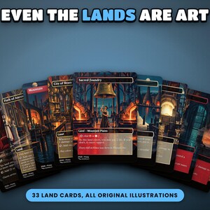 Fan of full-art illustrated land cards from the Edgar Markov · Carnival of Venice Commander EDH proxy deck