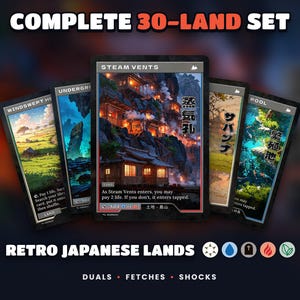 Retro Japanese Lands: 30 full-art retro Japanese-style proxy land cards for MTG Commander / EDH