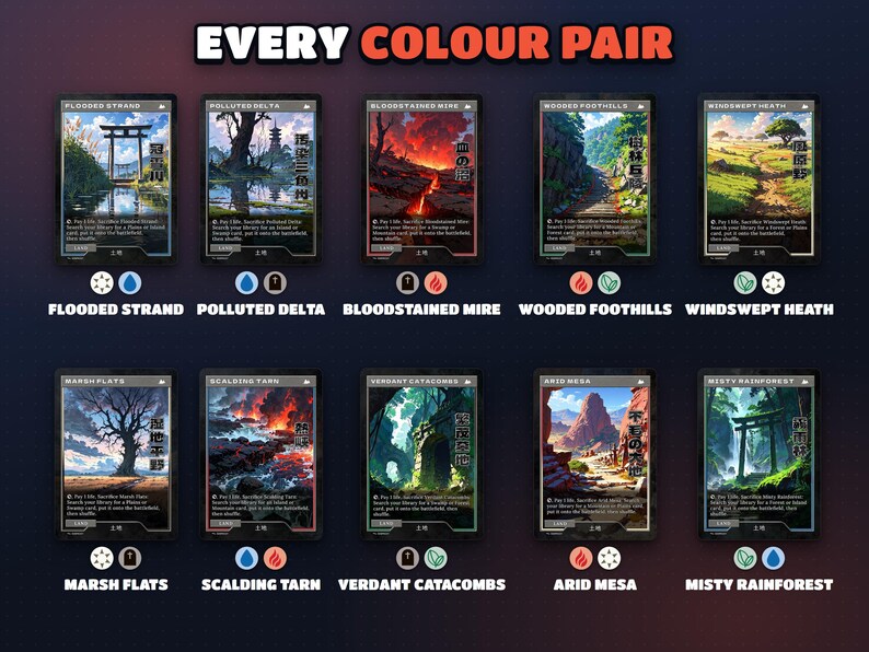 Colour pair chart: every two-colour combination covered by the Retro Japanese Fetches
