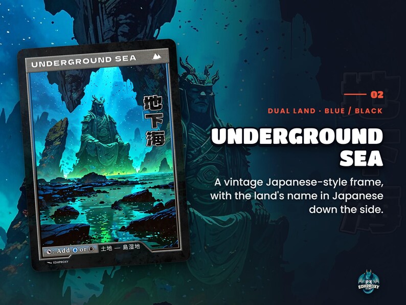 Spotlight: Underground Sea proxy land card, original art up close, blue-black colour pair