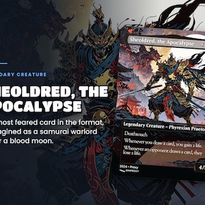 Card spotlight: Sheoldred, the Apocalypse proxy with anime artwork, zoomed art detail