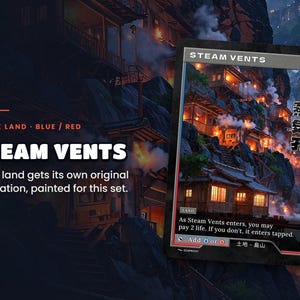 Spotlight: Steam Vents proxy land card, original art up close, blue-red colour pair