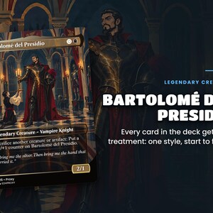 Card spotlight: Bartolomé del Presidio, original illustrated art on a custom proxy card