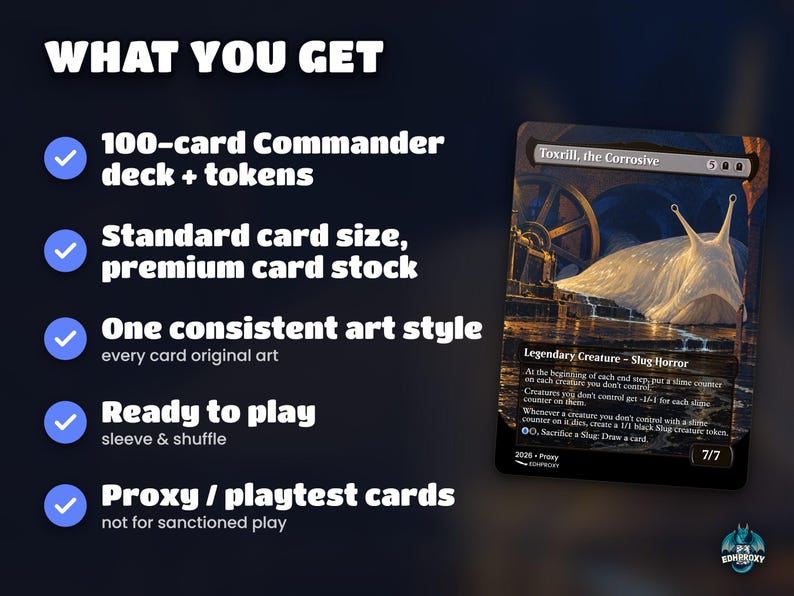 What you get: 100-card Jace, Multiverse Architect · The Great Transposition Show commander deck, original art, standard size, ready to sleeve and play