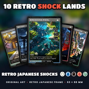 Retro Japanese Shocks: 10 full-art retro Japanese-style proxy land cards for MTG Commander / EDH