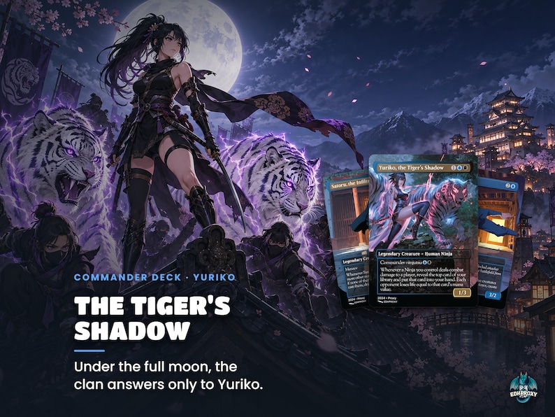 The Tiger's Shadow: Under the full moon, the clan answers only to Yuriko. Story key art for the Yuriko Ninjas Commander EDH proxy deck