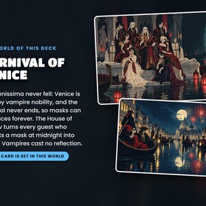 The world of the Edgar Markov · Carnival of Venice deck, Carnival of Venice: story key art and the setting every card illustration shares