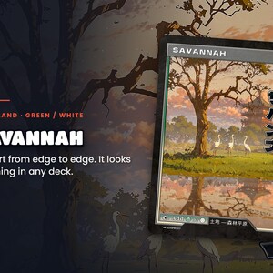 Spotlight: Savannah proxy land card, original art up close, green-white colour pair