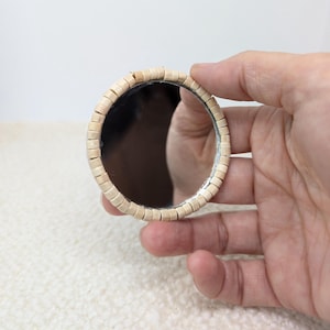 Miniature round mirror for dollhouse or room box, wood