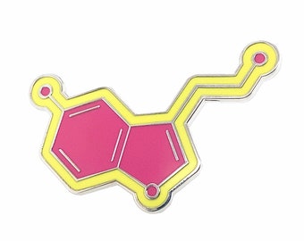 Serotonin Molecule - Hard Enamel Pin - Lapel Brooch - Happy Chemical, Neurotransmitters