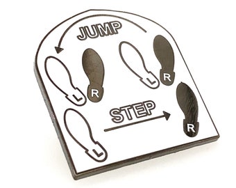 Time Warp Steps Hard Enamel Pin, White - Lapel Brooch - Rocky Horror Picture Show Diagram Instructions
