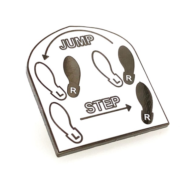 Time Warp Steps Hard Enamel Pin, White - Lapel Brooch - Rocky Horror Picture Show Diagram Instructions