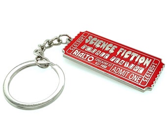 Science Fiction Double Feature Ticket Keyring - Rocky Horror Picture Show Red Hard Enamel Keychain