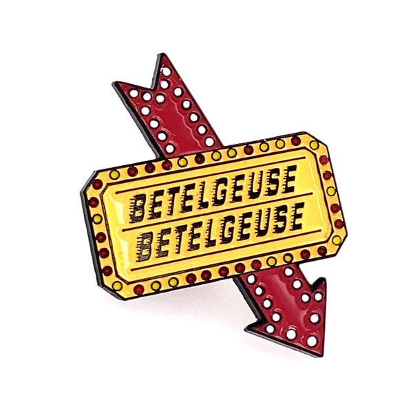 Beetlejuice Neon Sign Soft Enamel Pin - Lapel Brooch - Betelgeuse, Halloween Cult Horror Film