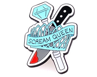 Scream Queen - Soft Enamel Pin - Lapel Brooch - Horror, Final Girl, Halloween, Prom Night