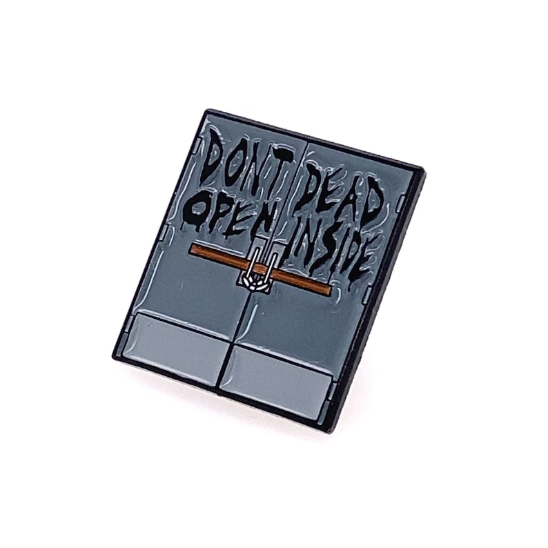 Don't Dead Open Inside Enamel Pin Lapel Brooch Zombie Door image 1