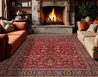 Timeless Medallions Rug, Luxurious Intricate Red Rug, Perfect for Modern Living Area, Rugs for Bedroom Diningroom, Artistic Warm Area Carpet
