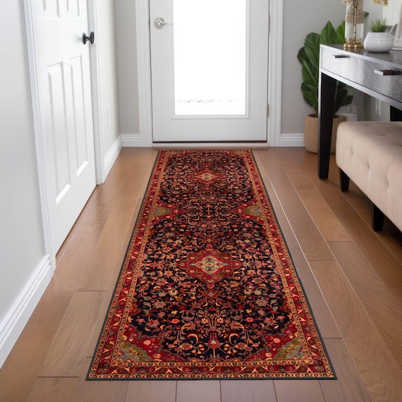 ヴィンテージ風ペルシャ風ラグ、ハンドメイドレッドオリエンタル