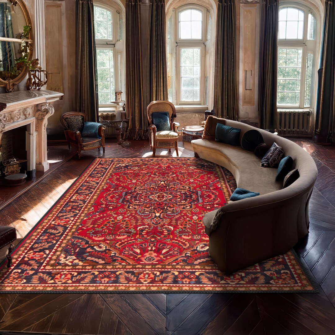 Red Oriental Area Rug, Traditional Persian Style, Anatolian Decor - Etsy