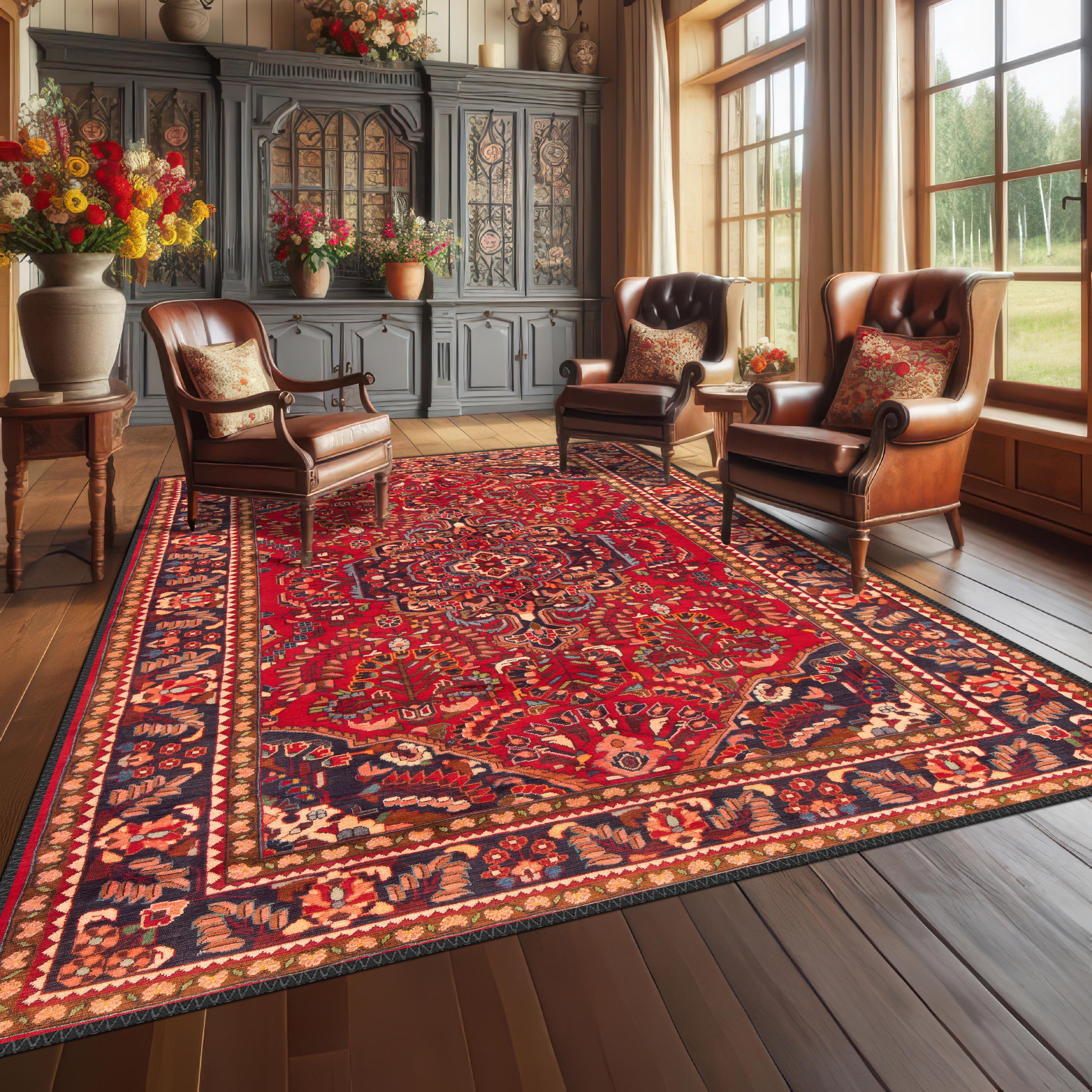 Red Oriental Area Rug, Traditional Persian Style, Anatolian Decor - Etsy