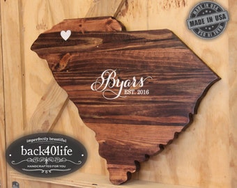 Wooden State Cutout Wedding Guestbook (W-074) - Back40Life