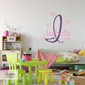 Kid's Monogram and Name with Cute Critters Vinyl Wall Decal K-003 Back40Life image 1