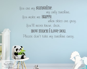 You Are My Sunshine Vinyl Wall Decal (K-030) - Back40Life