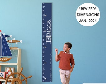 Personalized Wooden Kids Growth Chart - Height Ruler for Boys Girls Size Measuring Stick Family Name - Custom Ruler Gift GC-BRG Briggs-HRL