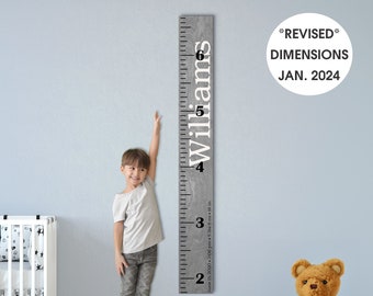 Personalized Wooden Kids Growth Chart - Height Ruler for Boys Girls Size Measuring Stick Family Name - Custom Ruler Gift GC-WIL Williams-HRL