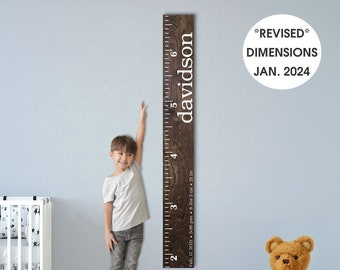 Personalized Wooden Kids Growth Chart - Height Ruler for Boys Girls Size Measuring Stick Family Name - Custom Ruler Gift GC-DAV Davidson-HRL
