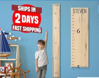 Farmhouse Style Segmented Wooden Kids Growth Chart Ruler for Boys and Girls (GC-3P-BMK) - Back40Life