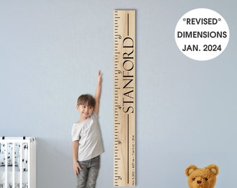 Personalized Wooden Kids Growth Chart - Height Ruler for Boys Girls   Measuring Stick Family Name - Custom Ruler Gift GC-STN Stanford