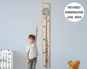 Personalized Wooden Kids Growth Chart - Height Ruler for Boys Girls Size Measuring Stick Family Name - Custom Ruler Gift GC-BNT Bentley-HRL