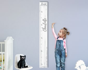 Personalized Wooden Kids Growth Chart - Height Ruler for Boys Girls   Measuring Stick Family Name - Custom Ruler GC-NTT No Tippy Toes-EXP
