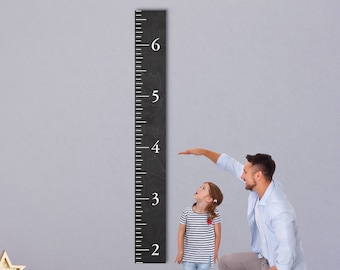 Personalized Wooden Kids Growth Chart - Height Ruler for Boys Girls Measuring Stick Family Name - Custom Ruler Gift GC-BMK Benchmark-HRL