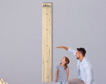 Personalized Wooden Kids Growth Chart - Height Ruler for Boys Girls Size Measuring Stick Family Name - Custom Ruler Gift GC-WHT Whitman-HRL