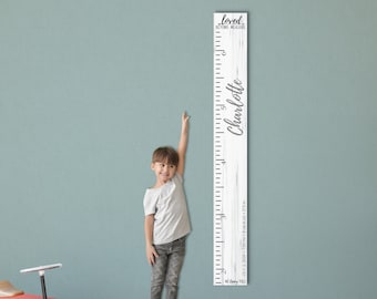 Personalized Wooden Kids Growth Chart - Height Ruler for Boys Girls Size Measuring Stick Family Name - Custom Ruler GC-NTT No Tippy Toes-HRL