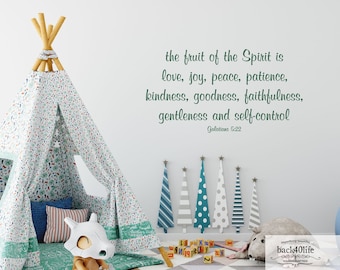 Fruit of the Spirit - Galatians 5:22 Vinyl Wall Decal (B-008c) - Back40Life