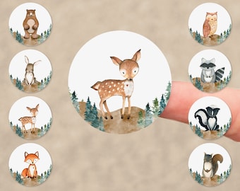 Forest Critter Stickers - Set of 96 Circle Sticker Cutout Shapes - Back40Life (PC-001C-2)
