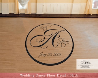 Couple's Monogram Wedding Dance Floor Vinyl Decal (W-001b) - Back40Life