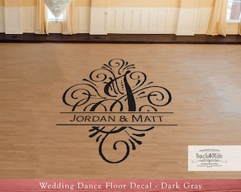 Monogram Initial Wedding Reception Dance Floor Vinyl Decal (W-105) - Back40Life