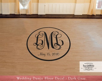 Intertwined Monogram Wedding Reception Dance Floor Vinyl Decal (W-012)- Back40Life