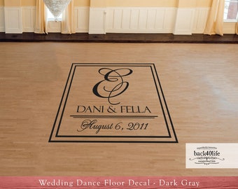 Classic Monogram Wedding Reception Dance Floor Vinyl Decal (W-021) - Back40Life