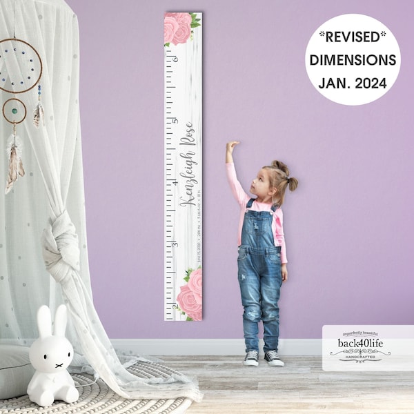 Personalized Wooden Kids Growth Chart - Height Ruler for Boys Girls   Measuring Stick Family Name - Custom Ruler Gift GC-HAL Haley