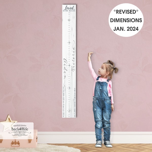 Custom Wooden Growth Chart - Personalized Height Ruler for Kids & Family Name Nursery Decor Two Names GC-AID