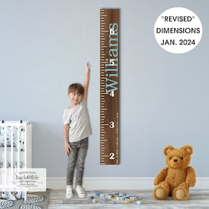 Personalized Wooden Kids Growth Chart Height Ruler for Boys Girls Measuring Stick Family Name Custom Ruler Gift GC-WIL Williams image 1