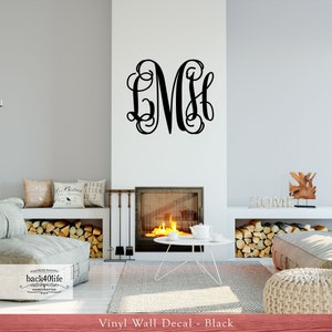 Classic Intertwined Monogram Vinyl Wall Decal M-013 Back40Life image 1