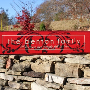 Family Name with Custom Phrase Wood Sign The Benton S-009 Back40Life image 1