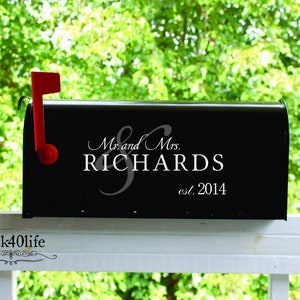 Mr. & Mrs. Wedding Reception Mailbox Vinyl Decal (W-074) - Back40Life