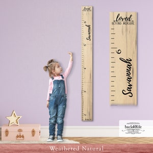 Personalized Wooden Kids Growth Chart Height Ruler for Boys Girls Size Measuring Stick Family Name Custom Ruler Gift Children GC-NTT-3P image 3